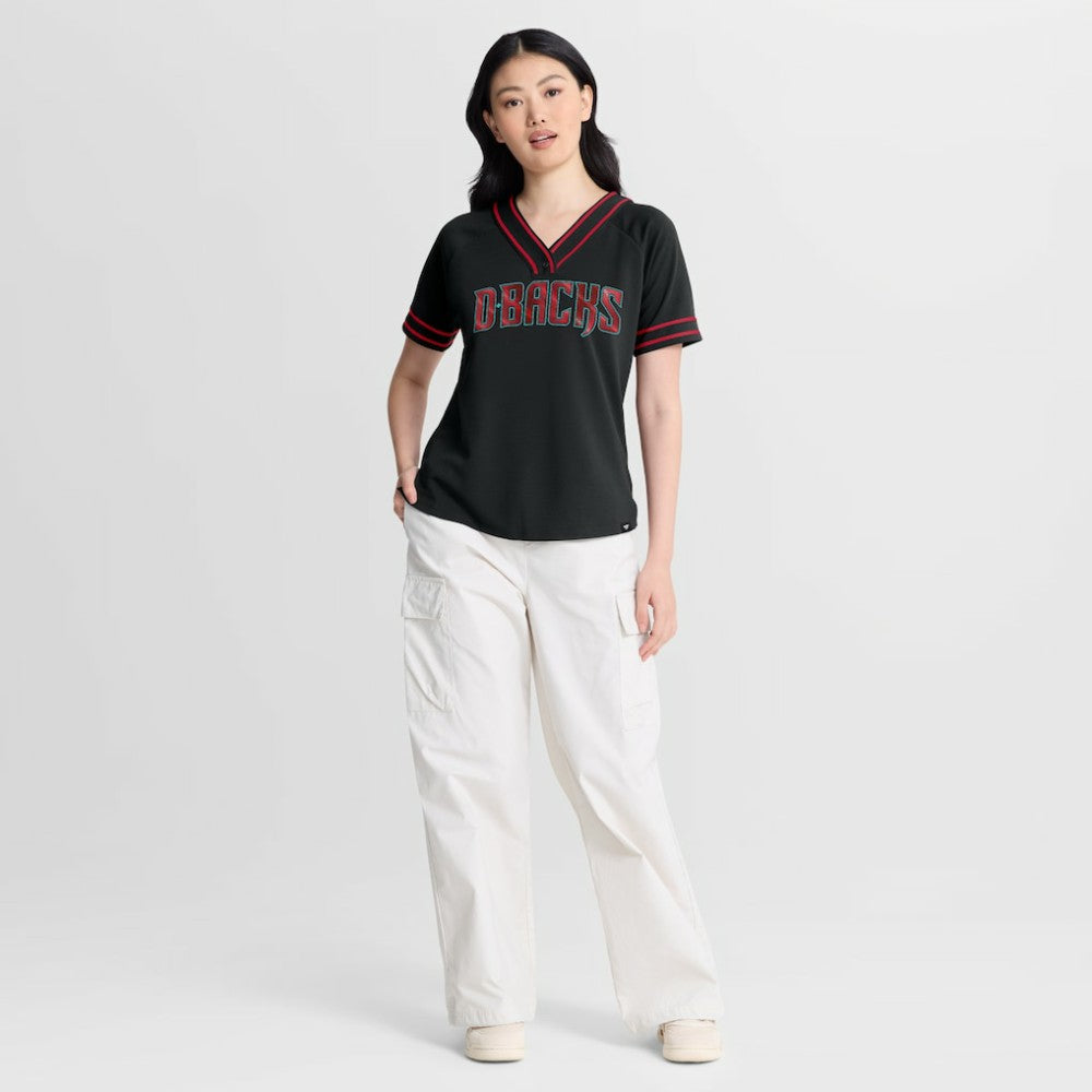 Arizona Diamondbacks Fanatics Women's Diva Race Ahead Raglan V-Neck T-Shirt - Black - Fanatics on Sale
