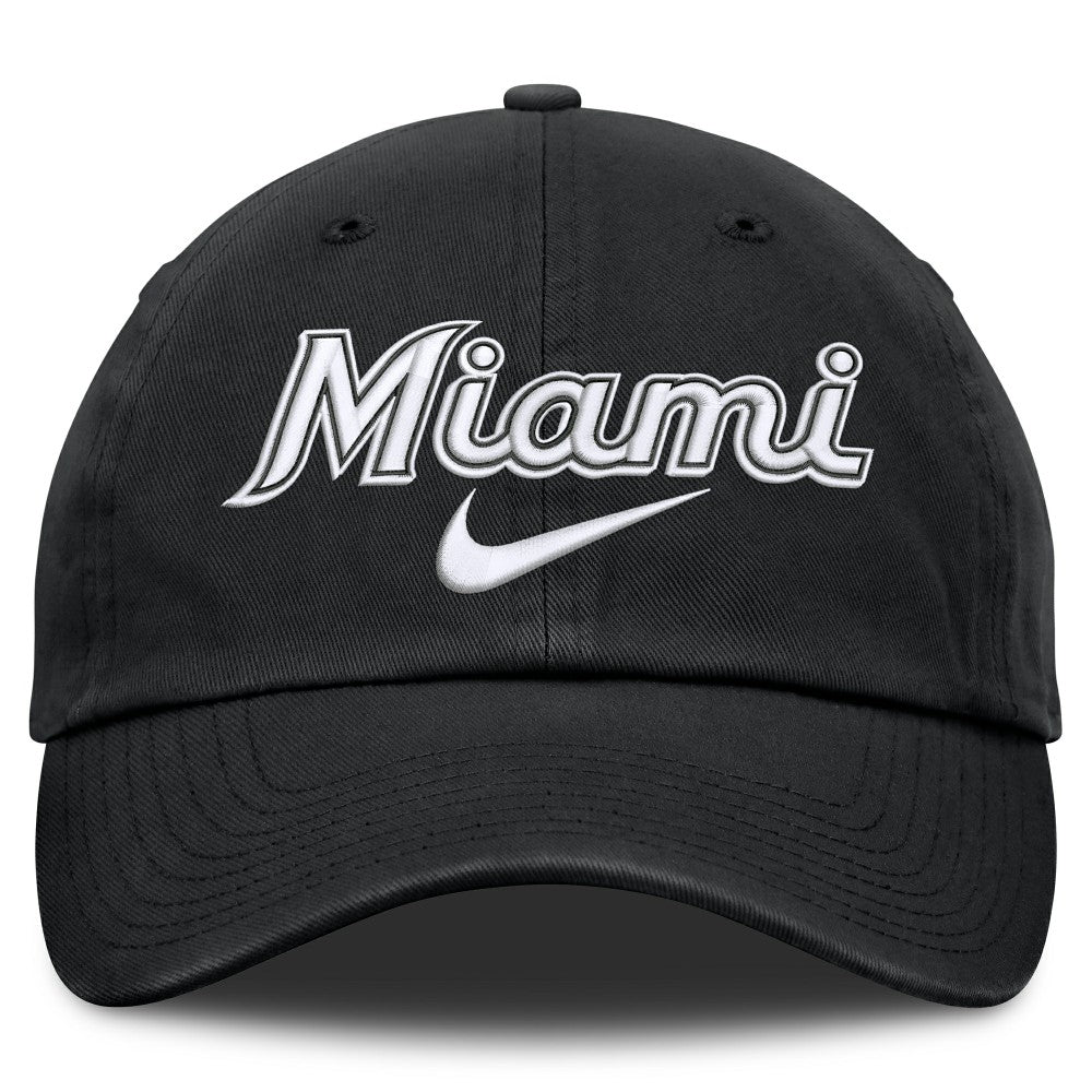 Miami Marlins Nike Primetime Club Adjustable Hat - Black - Nike Discount