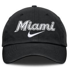 Miami Marlins Nike Primetime Club Adjustable Hat - Black - Nike Discount