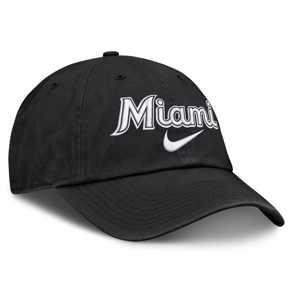 Miami Marlins Nike Primetime Club Adjustable Hat - Black - Nike Discount