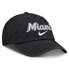 Miami Marlins Nike Primetime Club Adjustable Hat - Black - Nike Discount