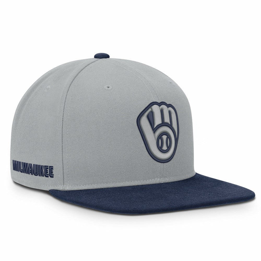 Milwaukee Brewers Nike Primetime Pro Dri-FIT Snapback Hat - Gray/Navy - Nike Online