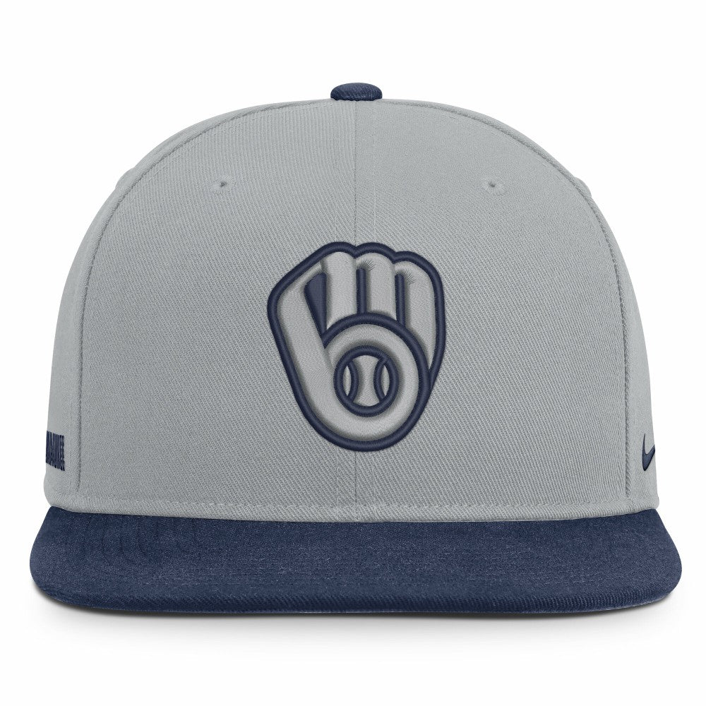 Milwaukee Brewers Nike Primetime Pro Dri-FIT Snapback Hat - Gray/Navy - Nike Online