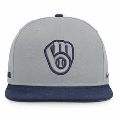 Milwaukee Brewers Nike Primetime Pro Dri-FIT Snapback Hat - Gray/Navy - Nike Online