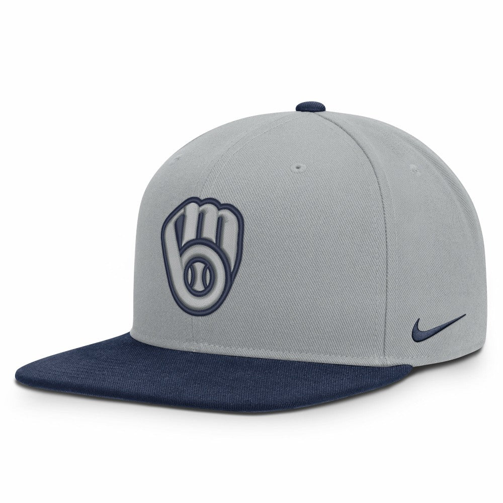 Milwaukee Brewers Nike Primetime Pro Dri-FIT Snapback Hat - Gray/Navy - Nike Online