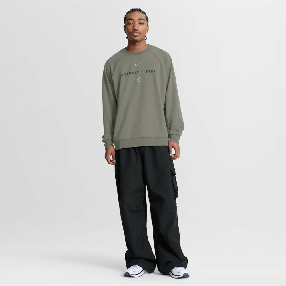 Detroit Tigers Nike Statement Primary Raglan Dri-FIT Sweatshirt - Olive - Nike Discount