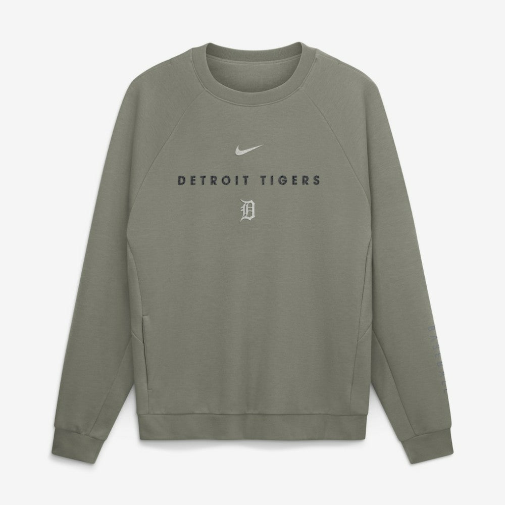 Detroit Tigers Nike Statement Primary Raglan Dri-FIT Sweatshirt - Olive - Nike Discount
