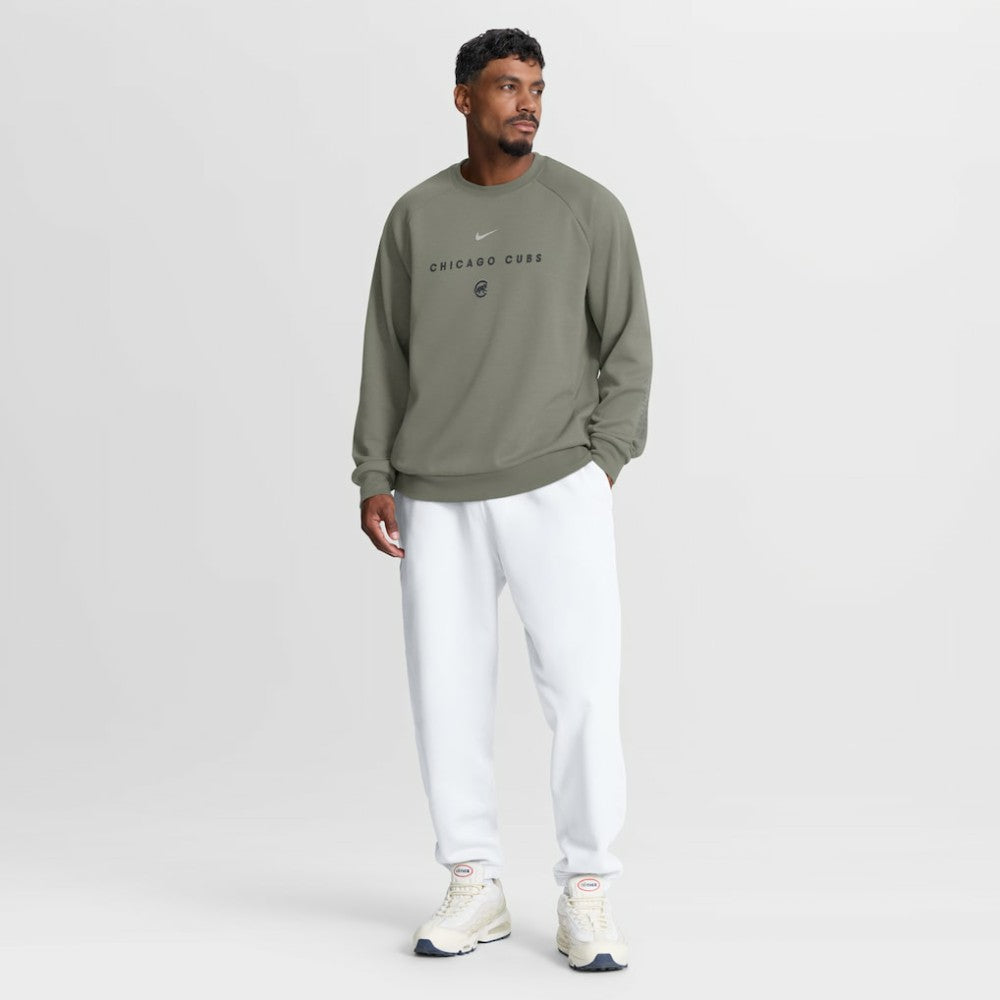 Chicago Cubs Nike Statement Primary Raglan Dri-FIT Sweatshirt - Olive - Nike Discount