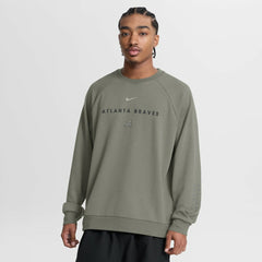 Atlanta Braves Nike Statement Primary Raglan Dri-FIT Sweatshirt - Olive - Nike Lifestyle