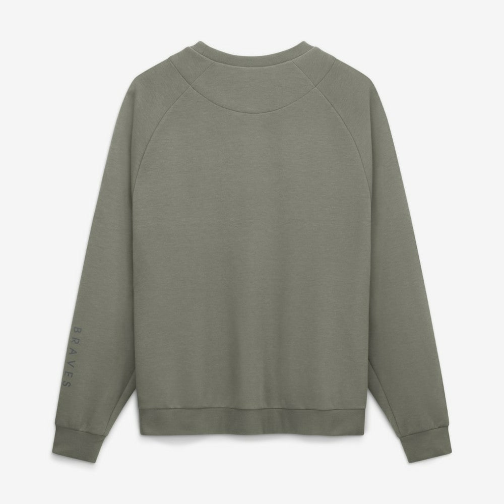 Atlanta Braves Nike Statement Primary Raglan Dri-FIT Sweatshirt - Olive - Nike Lifestyle