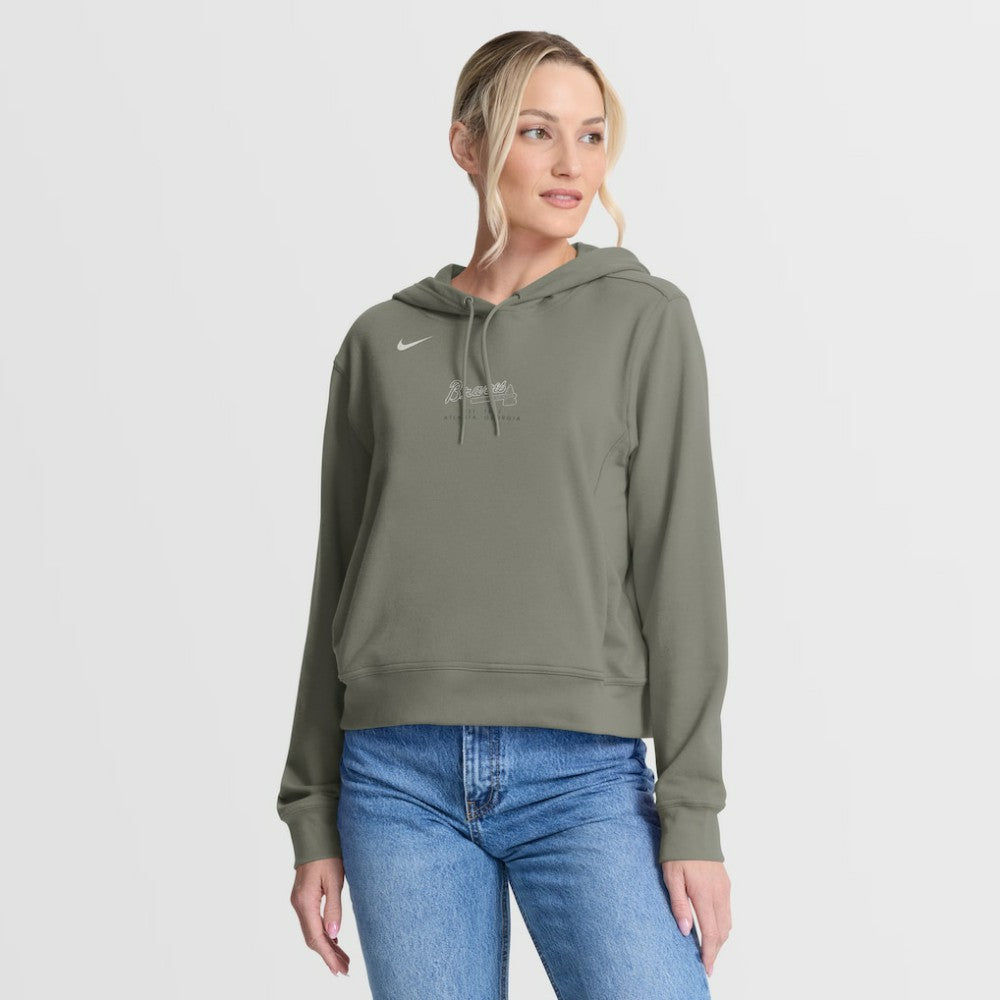Atlanta Braves Nike Women's One Tri-Blend Dri-FIT Hoodie - Olive - Nike Discount