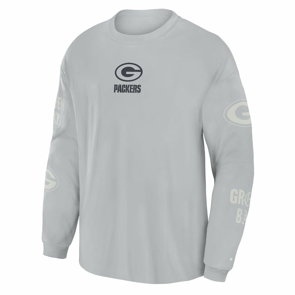 Fanatics Green Bay Packers Oversized Type Play Long Sleeve T-Shirt Gray