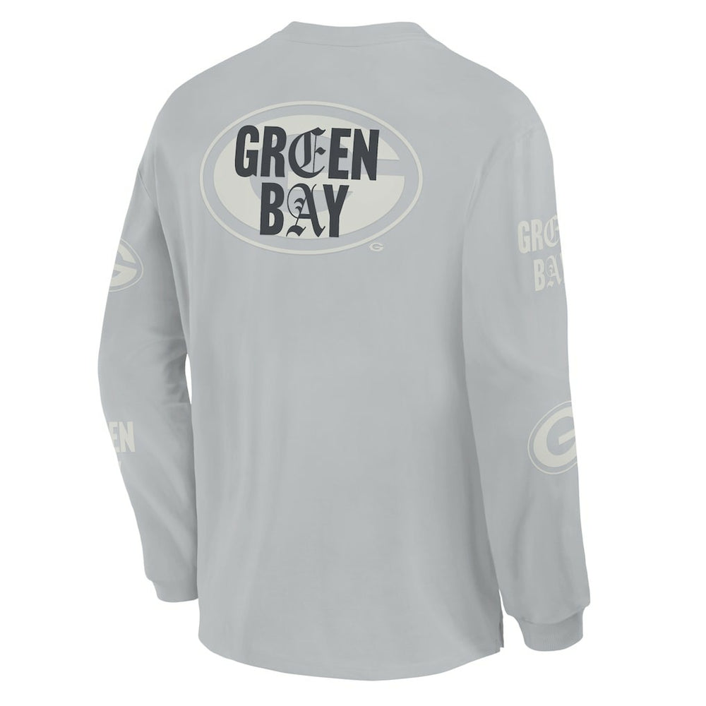 Fanatics Green Bay Packers Oversized Type Play Long Sleeve T-Shirt Gray