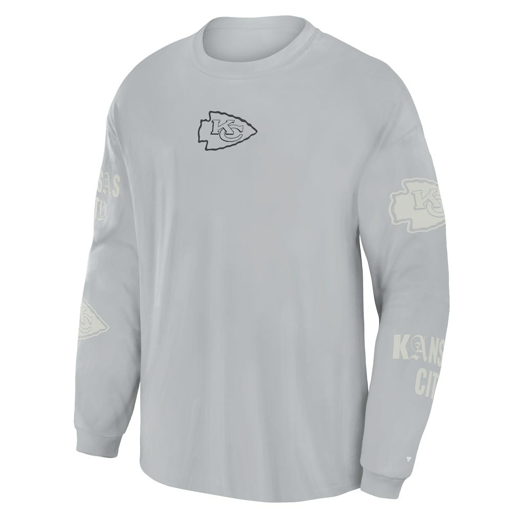 Fanatics Kansas City Chiefs Oversized Type Play Long Sleeve T-Shirt Gray
