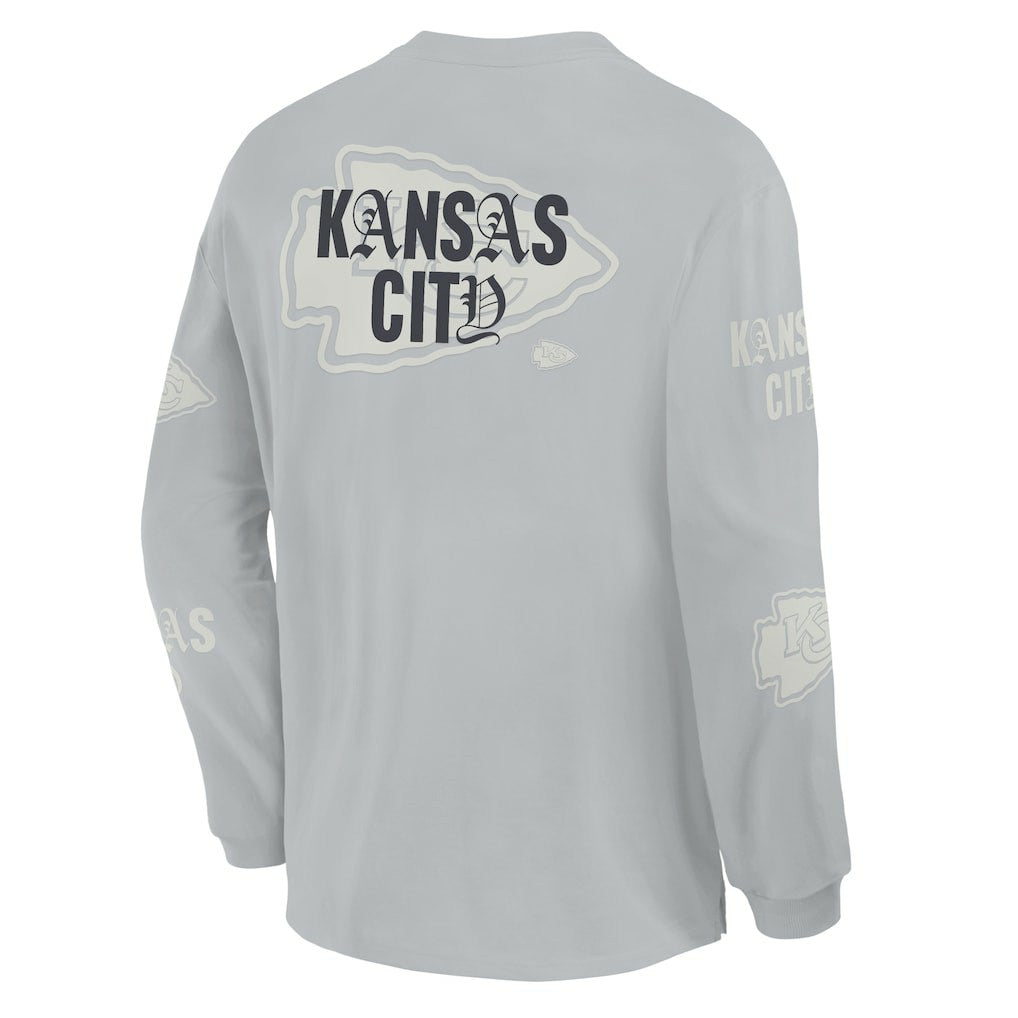 Fanatics Kansas City Chiefs Oversized Type Play Long Sleeve T-Shirt Gray