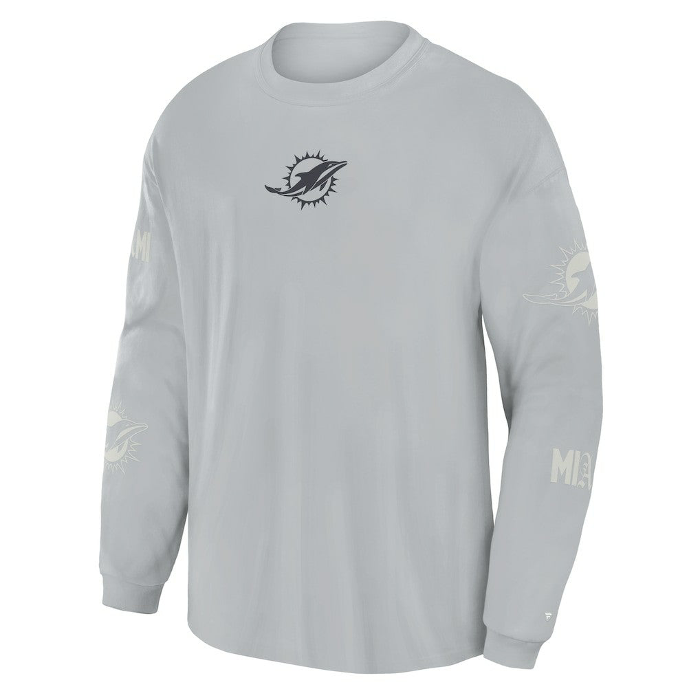 Fanatics Miami Dolphins Oversized Type Play Long Sleeve T-Shirt Gray
