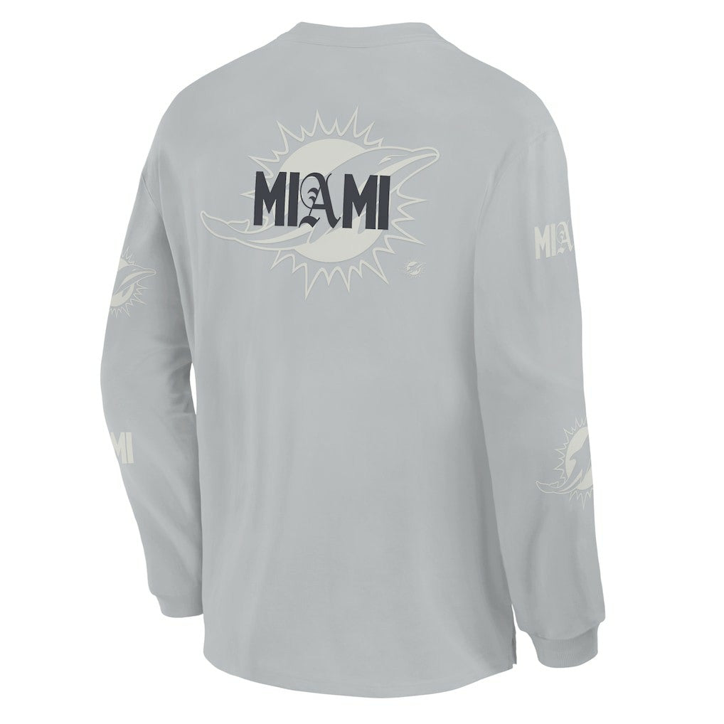 Fanatics Miami Dolphins Oversized Type Play Long Sleeve T-Shirt Gray
