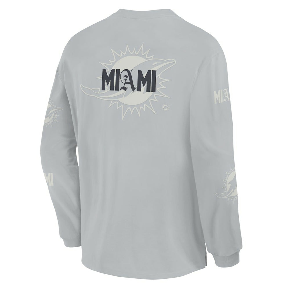 Fanatics Miami Dolphins Oversized Type Play Long Sleeve T-Shirt Gray