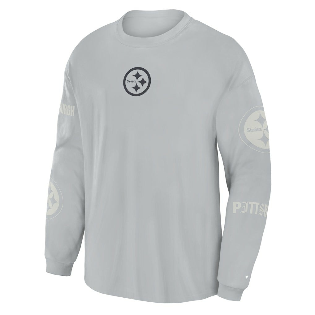 Fanatics Pittsburgh Steelers Oversized Type Play Long Sleeve T-Shirt Gray