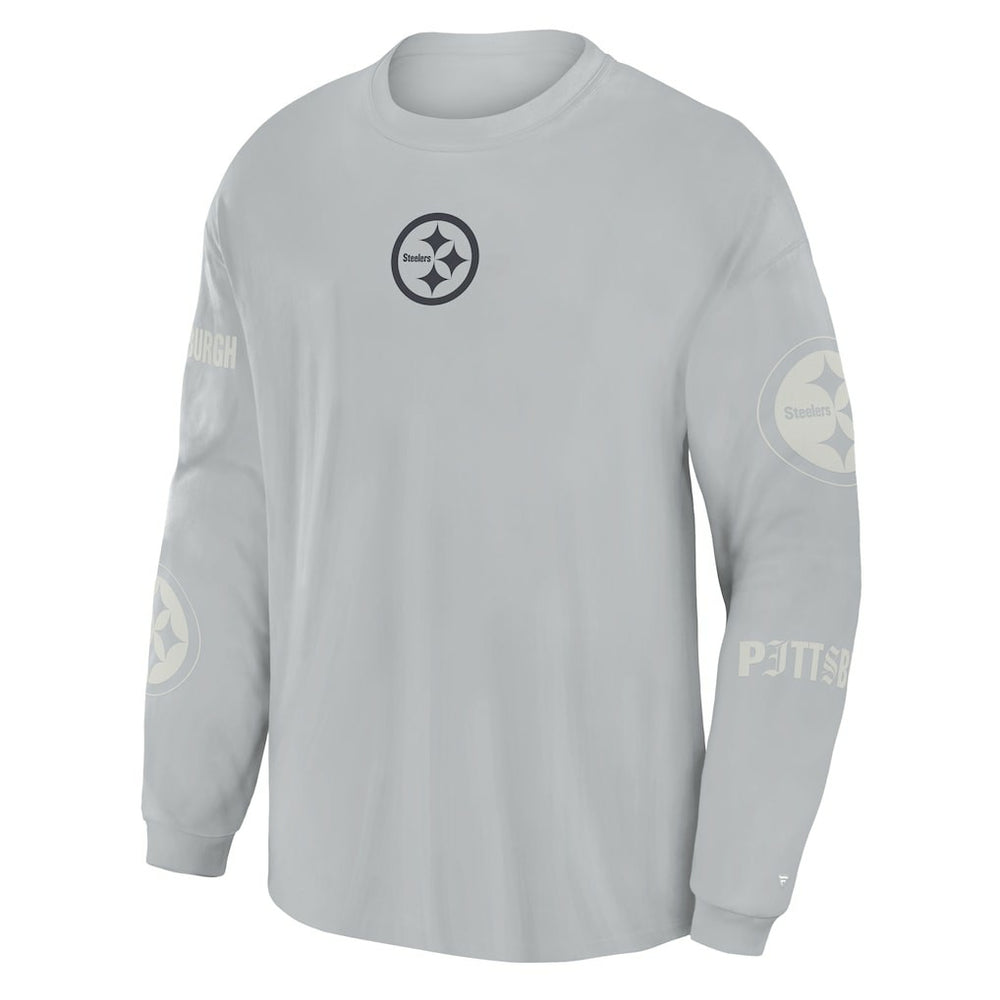 Fanatics Pittsburgh Steelers Oversized Type Play Long Sleeve T-Shirt Gray