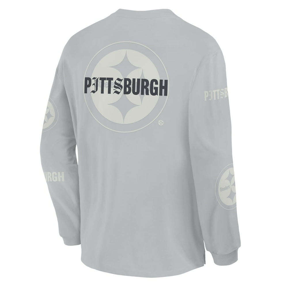 Fanatics Pittsburgh Steelers Oversized Type Play Long Sleeve T-Shirt Gray