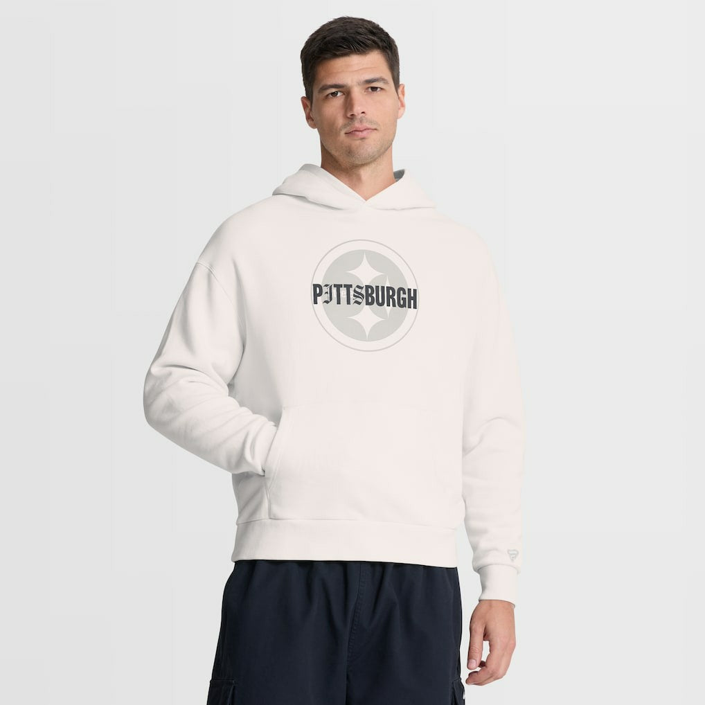 Fanatics Pittsburgh Steelers Oversized Type Play Location Hoodie Cream