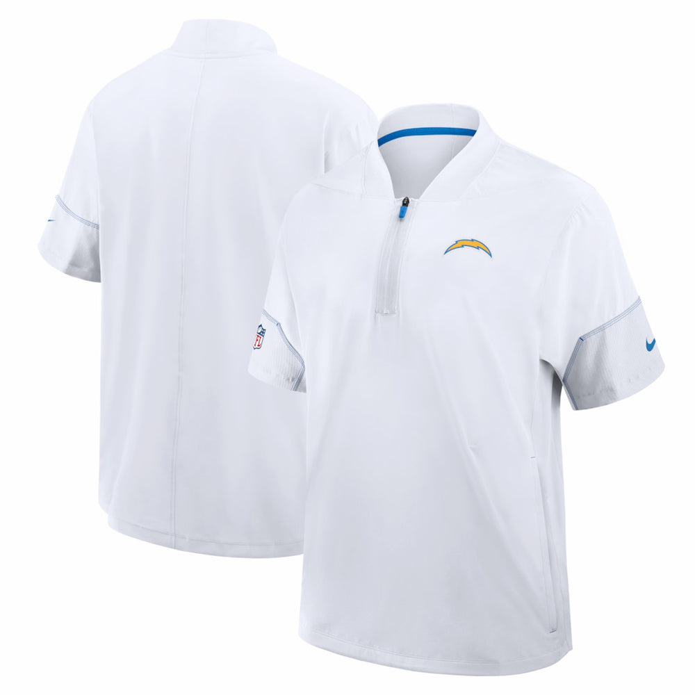 Nike Los Angeles Chargers Sideline Short Sleeve Quarter-Zip Coach Jacket White