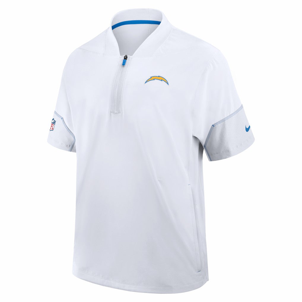 Nike Los Angeles Chargers Sideline Short Sleeve Quarter-Zip Coach Jacket White