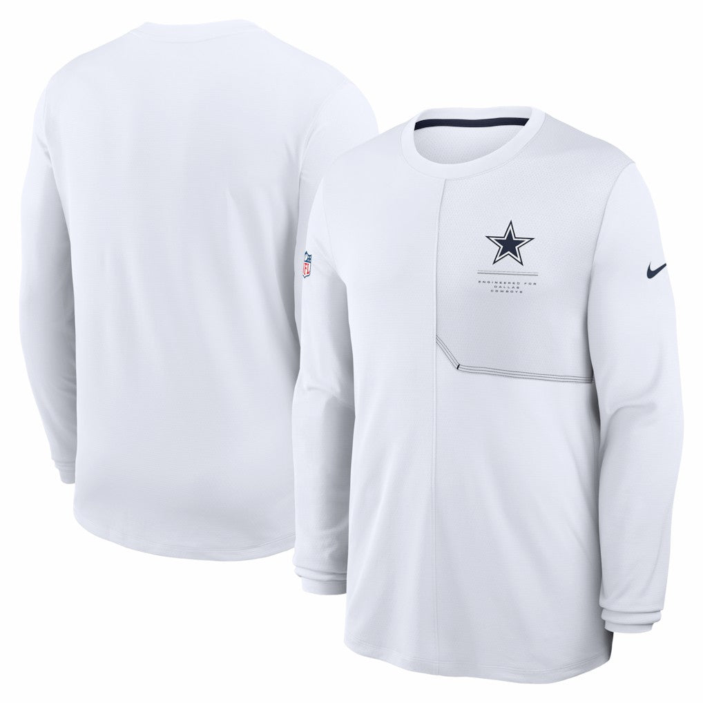 Nike Dallas Cowboys Sideline Coach UV Dri-FIT Long Sleeve Shirt White