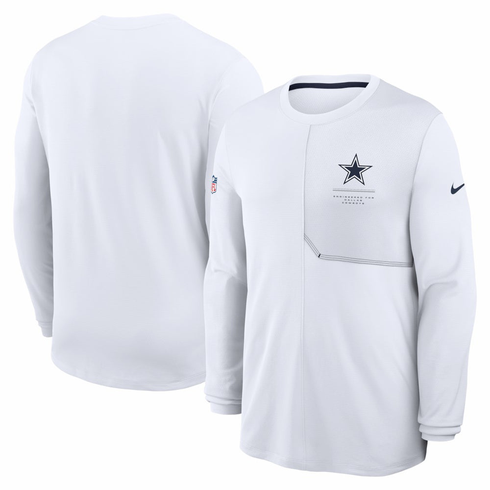 Nike Dallas Cowboys Sideline Coach UV Dri-FIT Long Sleeve Shirt White