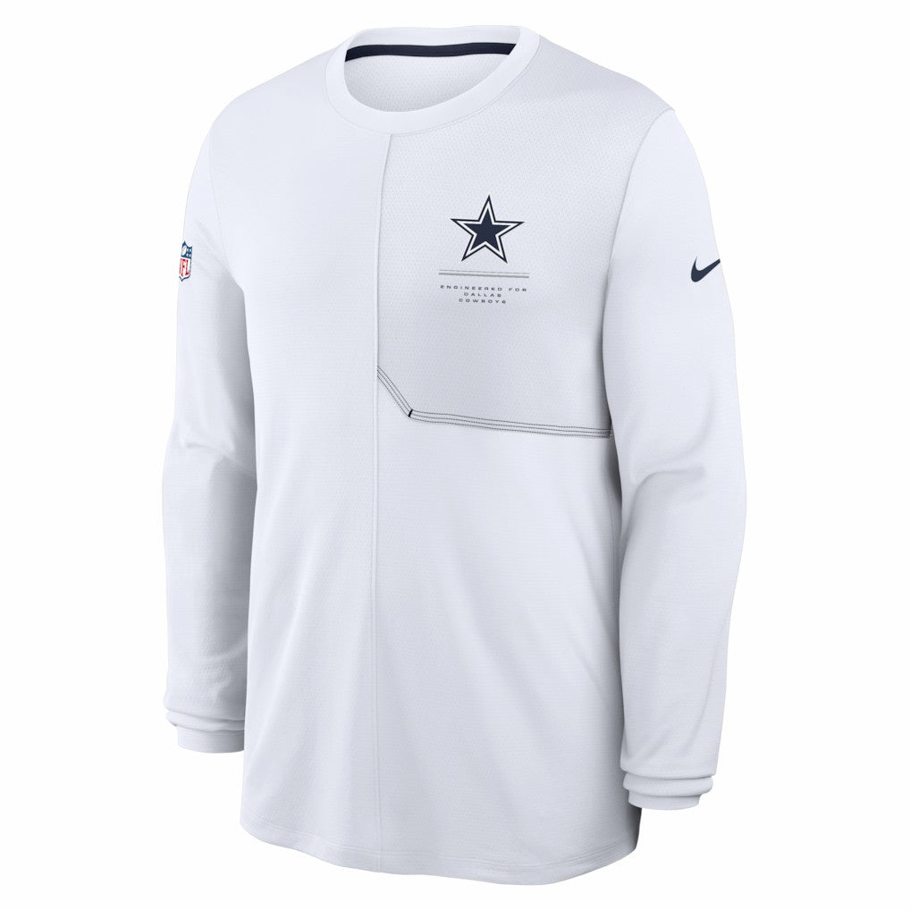 Nike Dallas Cowboys Sideline Coach UV Dri-FIT Long Sleeve Shirt White
