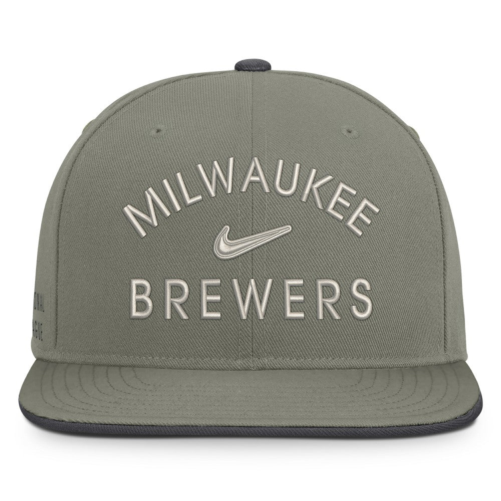Milwaukee Brewers Nike Pro Dri-FIT Snapback Hat - Olive - Nike Discount
