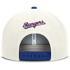 Texas Rangers Nike Cooperstown Pro Dri-FIT Snapback Hat - Cream/Royal - Nike Discount