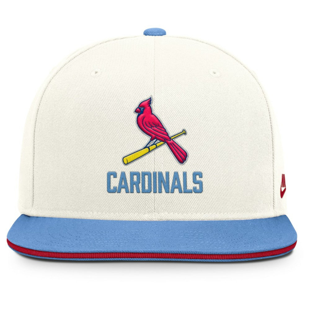 St. Louis Cardinals Nike Cooperstown Pro Dri-FIT Snapback Hat - Cream/Light Blue - Nike on Sale