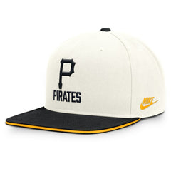 Pittsburgh Pirates Nike Cooperstown Pro Dri-FIT Snapback Hat - Cream/Black - Nike Sale