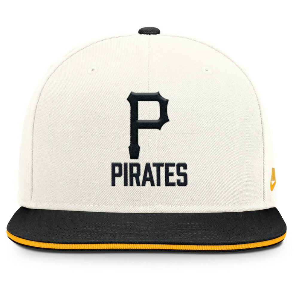 Pittsburgh Pirates Nike Cooperstown Pro Dri-FIT Snapback Hat - Cream/Black - Nike Sale