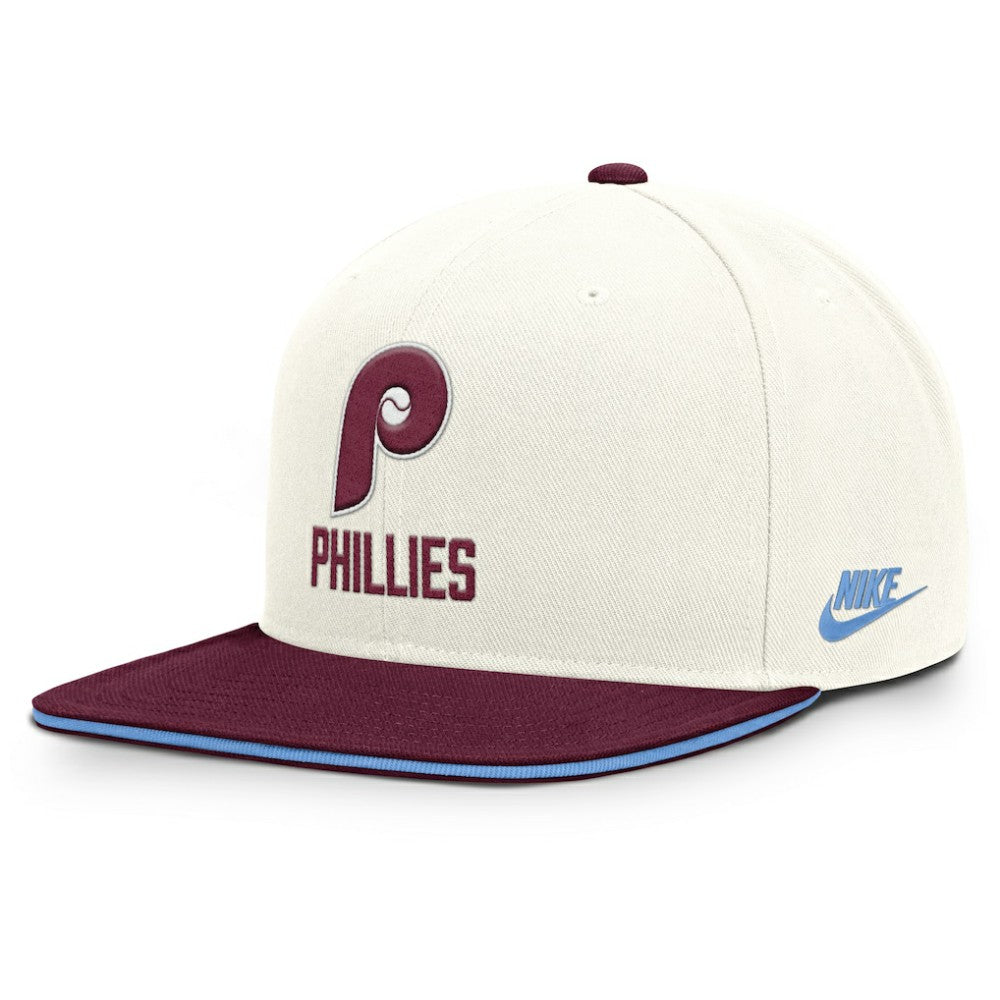Philadelphia Phillies Nike Cooperstown Pro Dri-FIT Snapback Hat - Cream/Burgundy - Nike on Sale