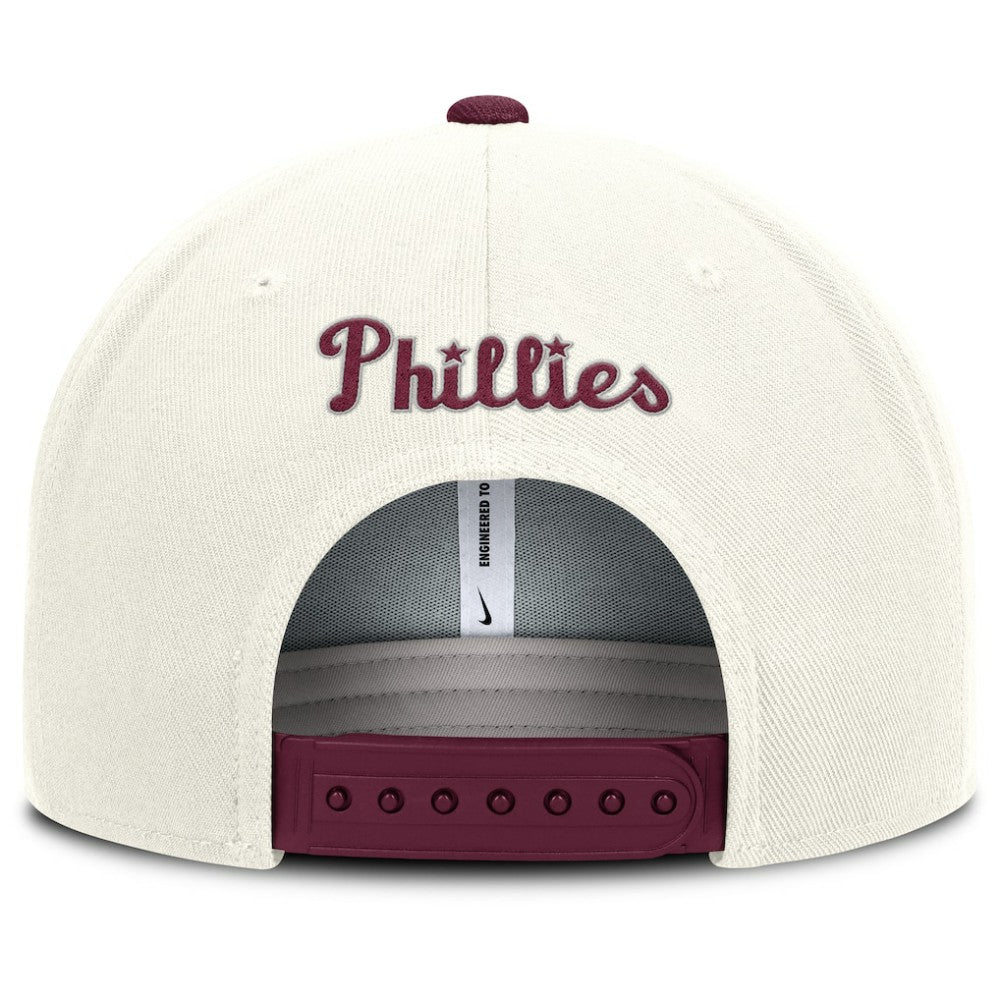 Philadelphia Phillies Nike Cooperstown Pro Dri-FIT Snapback Hat - Cream/Burgundy - Nike on Sale