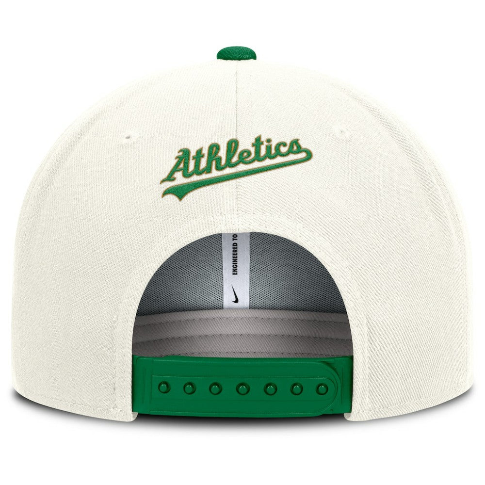 Athletics Nike Cooperstown Pro Dri-FIT Snapback Hat - Cream/Green - Nike Discount