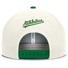 Athletics Nike Cooperstown Pro Dri-FIT Snapback Hat - Cream/Green - Nike Discount