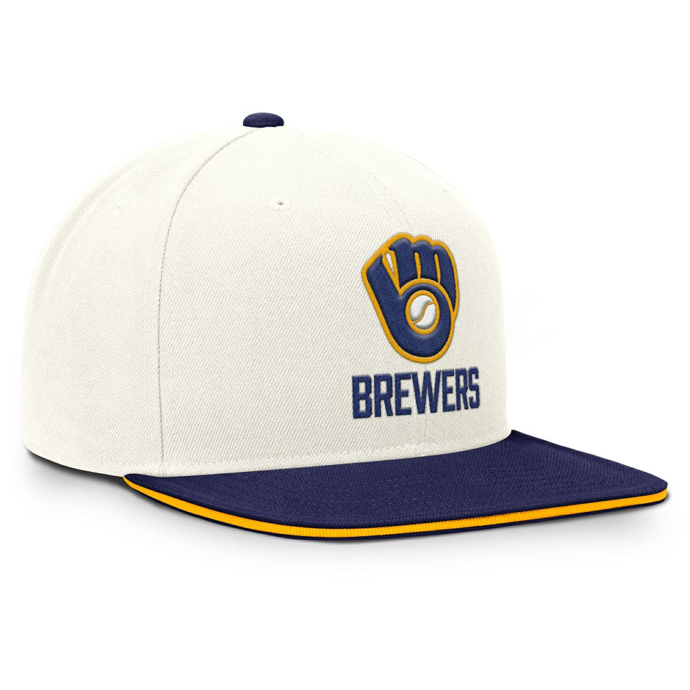 Milwaukee Brewers Nike Cooperstown Pro Dri-FIT Snapback Hat - Cream/Royal - Nike Discount