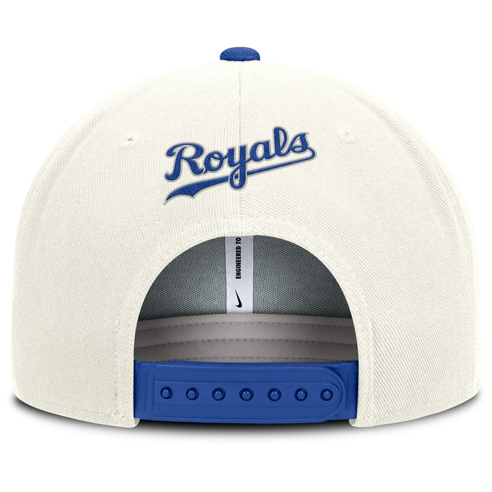 Kansas City Royals Nike Cooperstown Pro Dri-FIT Snapback Hat - Cream/Royal - Nike Lifestyle