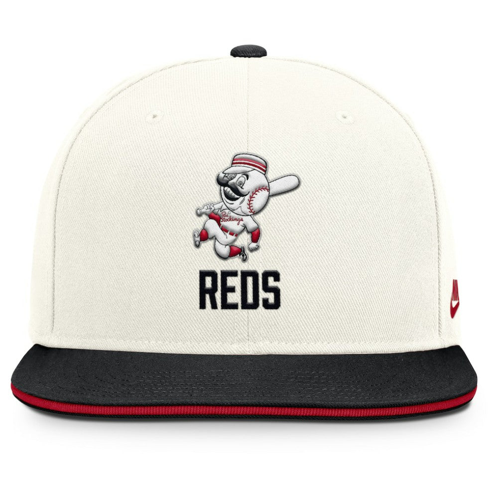 Cincinnati Reds Nike Cooperstown Pro Dri-FIT Snapback Hat - Cream/Black - Nike Discount