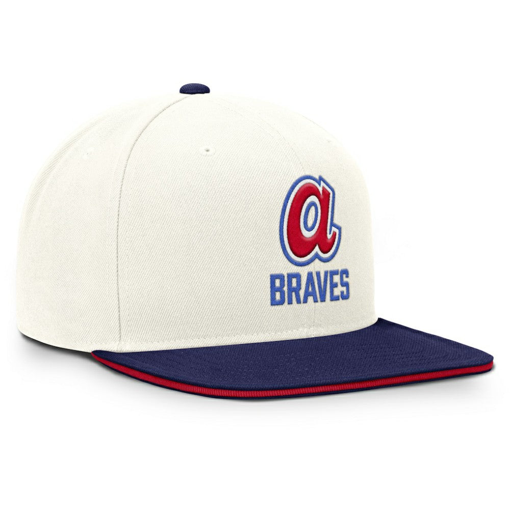 Atlanta Braves Nike Cooperstown Pro Dri-FIT Snapback Hat - Cream/Royal - Nike Online