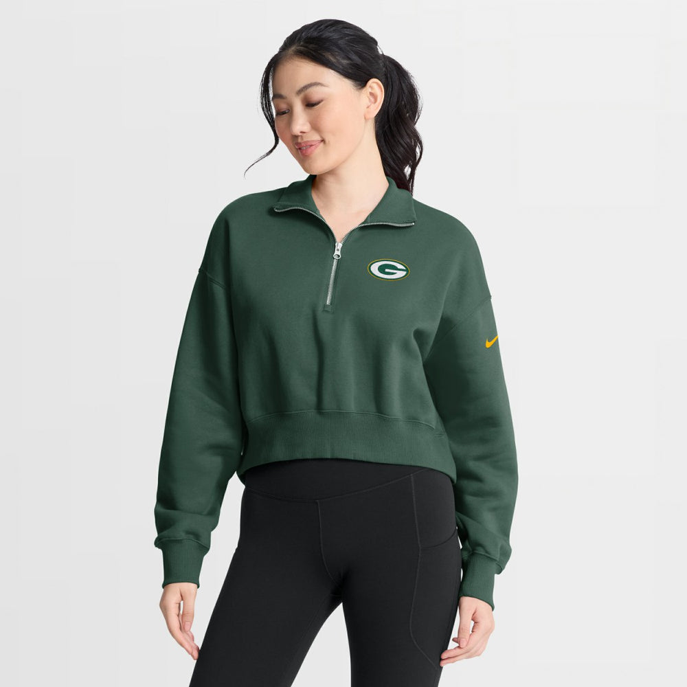 Nike Green Bay Packers Women's Phoenix Fleece Quarter-Zip Sweatshirt Green