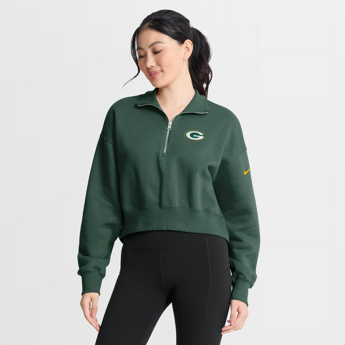 Nike Green Bay Packers Women's Phoenix Fleece Quarter-Zip Sweatshirt Green