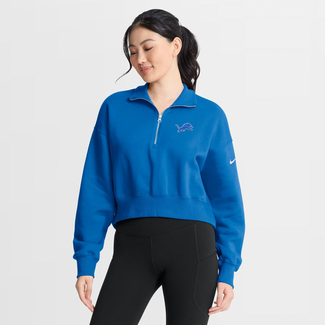 Nike Detroit Lions Women's Phoenix Fleece Quarter-Zip Sweatshirt Blue