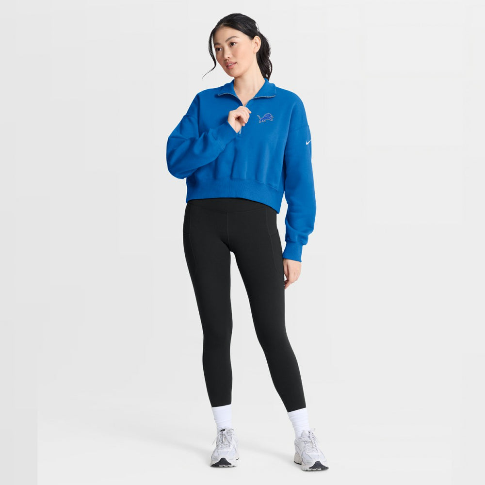 Nike Detroit Lions Women's Phoenix Fleece Quarter-Zip Sweatshirt Blue