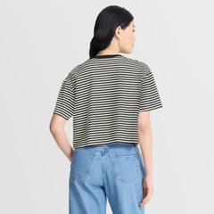 Nike Pittsburgh Steelers Women's Striped Cropped T-Shirt Black/Cream