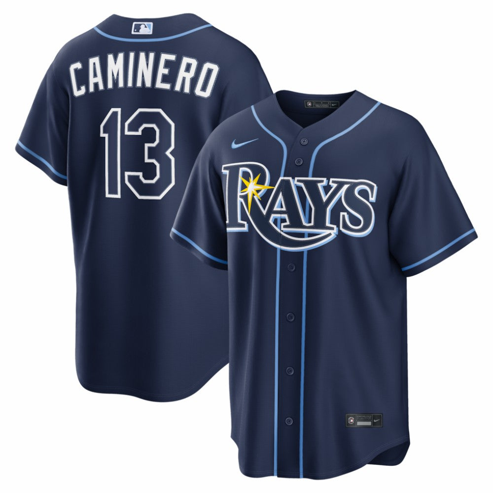 Junior Caminero Tampa Bay Rays Nike Road Replica Jersey - Navy - Nike Lifestyle